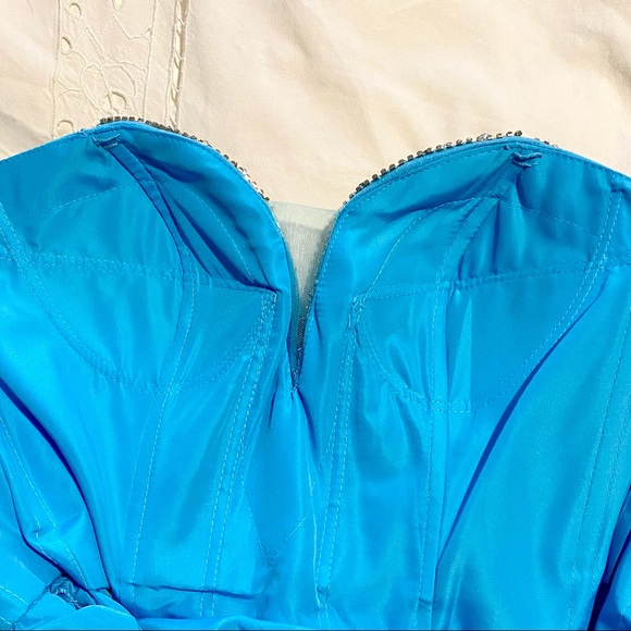 Terani Couture Strapless Gown Aqua Prom Bedazzled Evening Dress  Size 4 - Picture 6 of 6